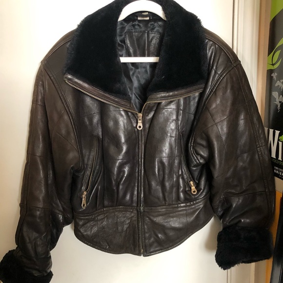 Vintage Jackets & Blazers - VTG faux leather bomber jacket